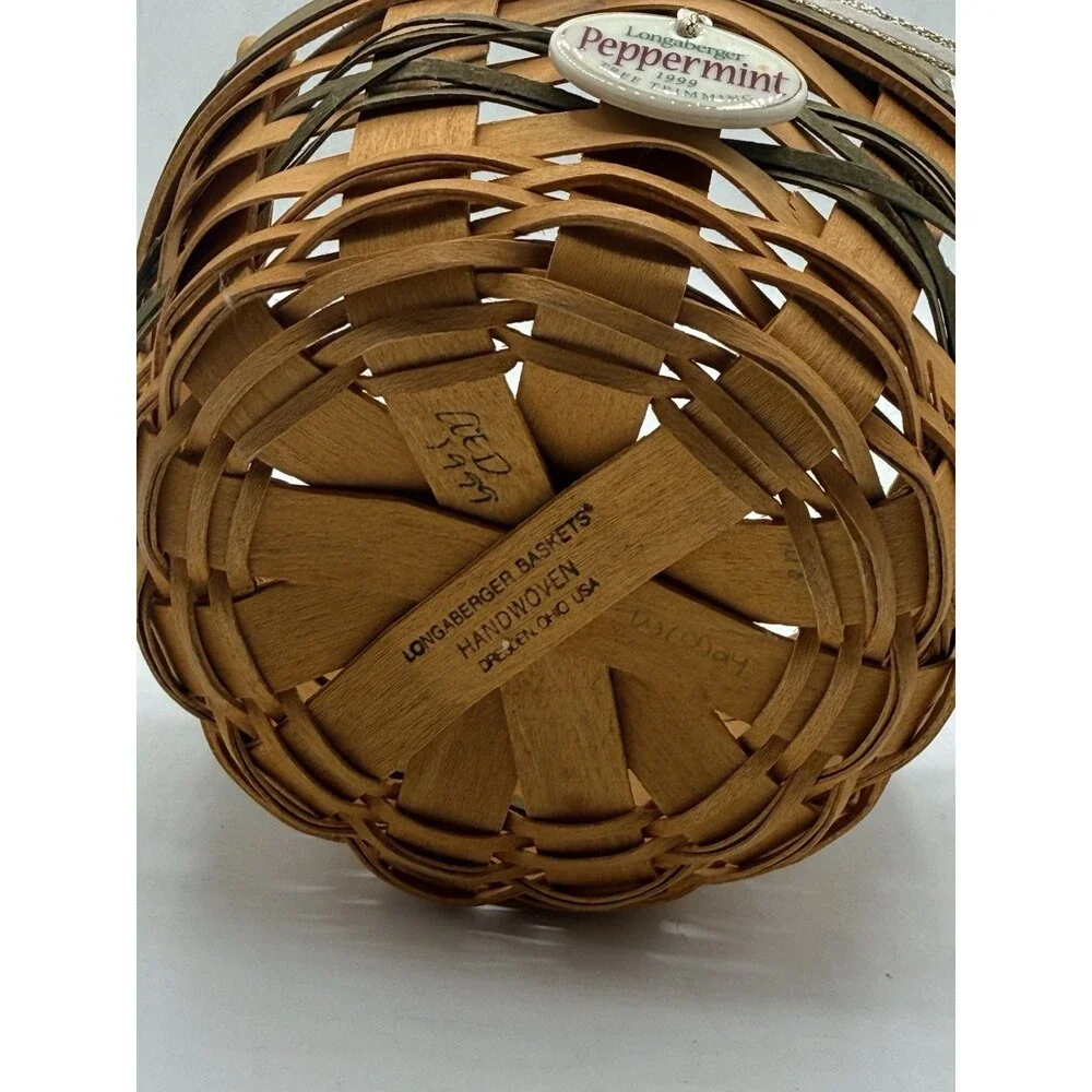 Vintage 1999 Longaberger Peppermint Tree Trimming Small Mini Basket Christmas